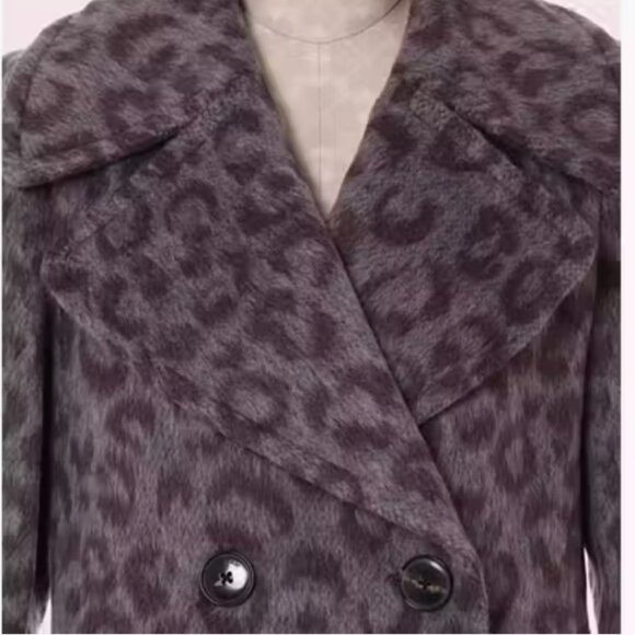Kate Spade Brushed Leopard Peacoat in Purple, size 12/L - Picture 5 of 12